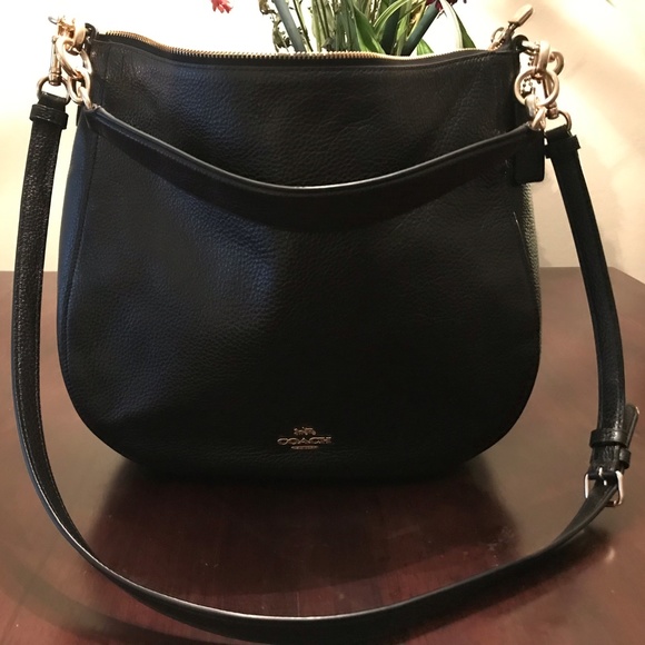 Coach Handbags - Black Coach Pebbled Leather Crossbody